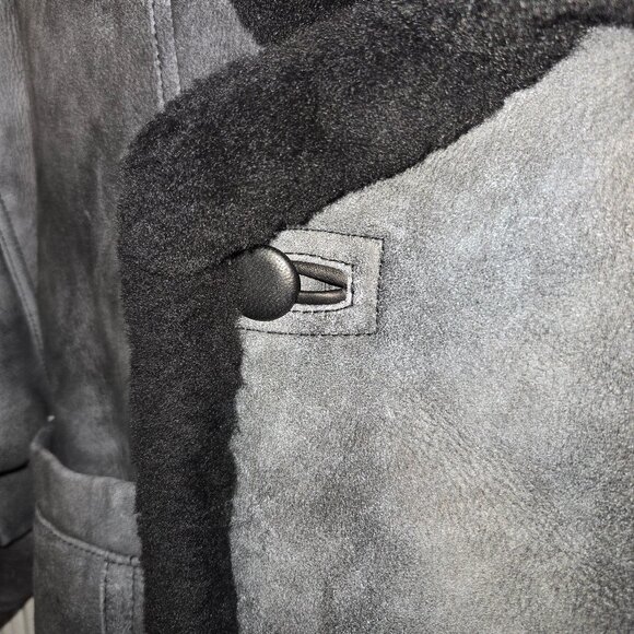 SANDRO Oversized Shearling Leather Jacket - Picture 4 of 11